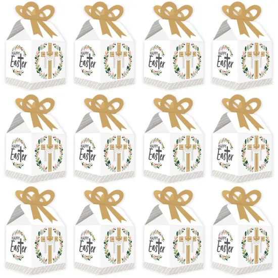 Big Dot of Happiness Religious Easter - Square Favor Gift Boxes - Christian Holiday Party Bow Boxes - Set of 12 {6}