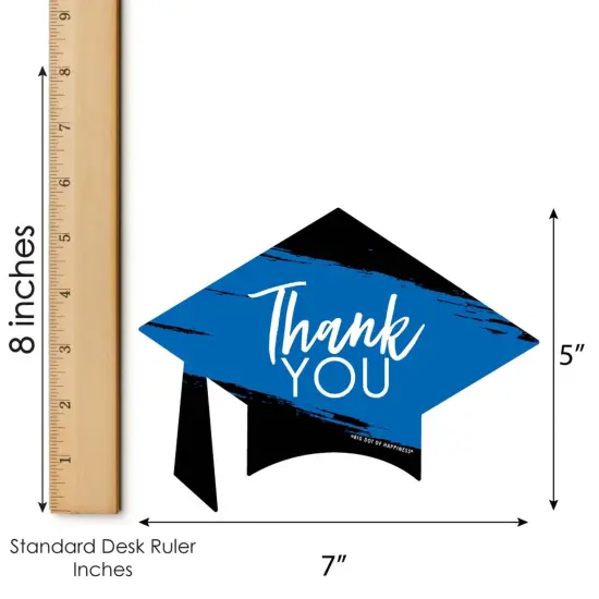 Big Dot of Happiness Blue Grad - Best is Yet to Come - Shaped Thank You Cards - Royal Blue Grad Party Thank You Note Cards with Envelopes - Set of 12 {7}