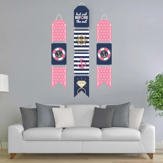 Big Dot of Happiness Last Sail Before The Veil - Hanging Vertical Paper Door Banners - Nautical Bachelorette Wall Decoration Kit - Indoor Door Decor {3}