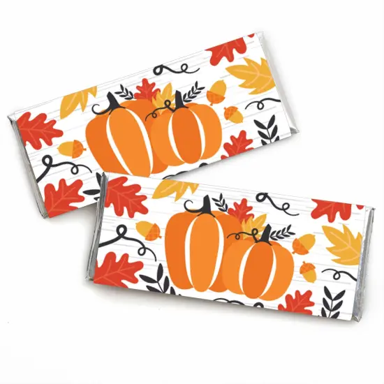 Big Dot of Happiness Fall Pumpkin - Candy Bar Wrapper Halloween or Thanksgiving Party Favors - Set of 24 {1}