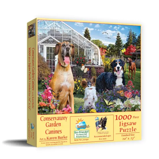 Sunsout Conservatory Garden Canines 1000 pc Jigsaw Puzzle 72040 {3}