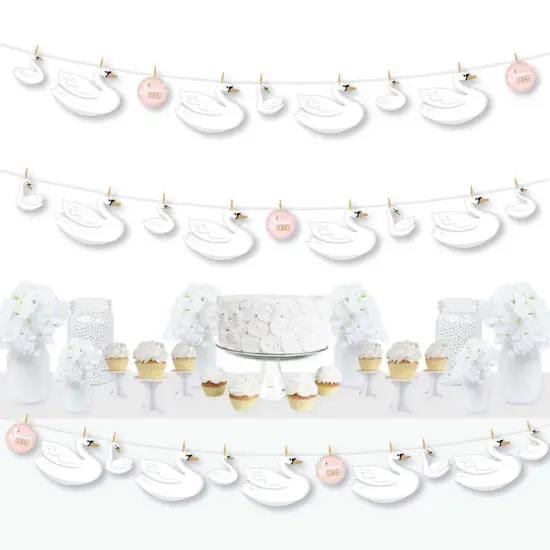 Big Dot of Happiness Swan Soiree - White Swan Baby Shower or Birthday Party DIY Decorations - Clothespin Garland Banner - 44 Pieces {1}