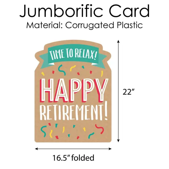 Big Dot of Happiness Retirement - Congratulations Giant Greeting Card - Big Shaped Jumborific Card {6}