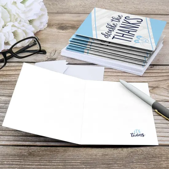 Big Dot of Happiness It's Twin Boys&nbsp; - Blue Twins Baby Shower Thank You Cards (8 count) {6}