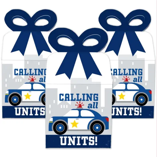 Big Dot of Happiness Calling All Units - Police - Square Favor Gift Boxes - Cop Birthday Party or Baby Shower Bow Boxes - Set of 12 {3}