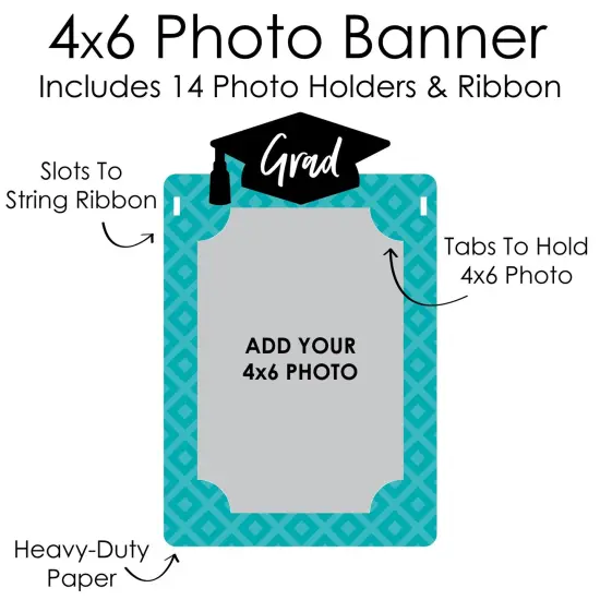 Big Dot of Happiness Teal Grad - Best is Yet to Come - DIY Turquoise Graduation Party Decor - K-12 School Picture Display - Photo Banner {7}