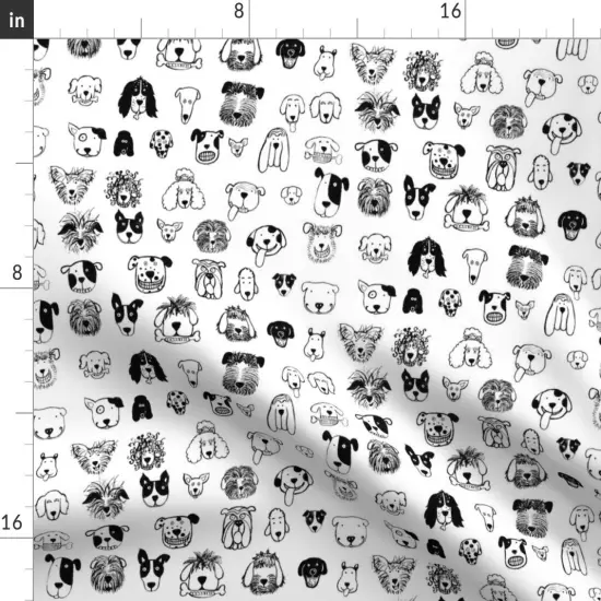 Various Fabrics by the Yard or Fat Quarter Dog Doodles Black Ink Dogs Happy Faces Whimsical Kids Decor Custom Printed Fabric by Spoonflower {2}