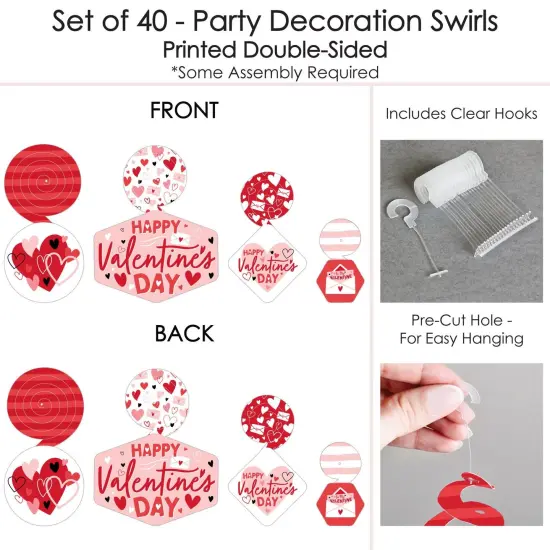 Big Dot of Happiness Happy Valentine's Day - Valentine Hearts Party Hanging Decor - Party Decoration Swirls - Set of 40 {7}