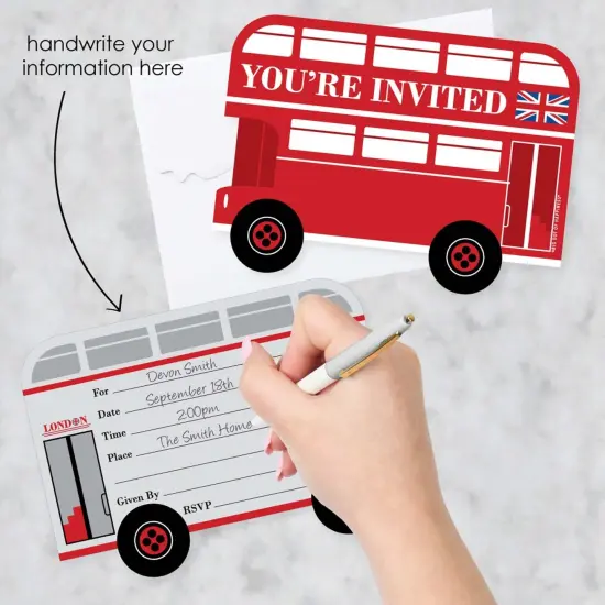 Big Dot of Happiness Cheerio, London - Shaped Fill-In Invitations - British UK Party Invitation Cards with Envelopes - Set of 12 {3}