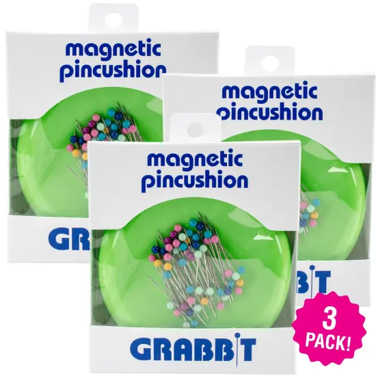 Multipack of 3 - Grabbit Magnetic Pincushion W/50 Pins-Lime {1}
