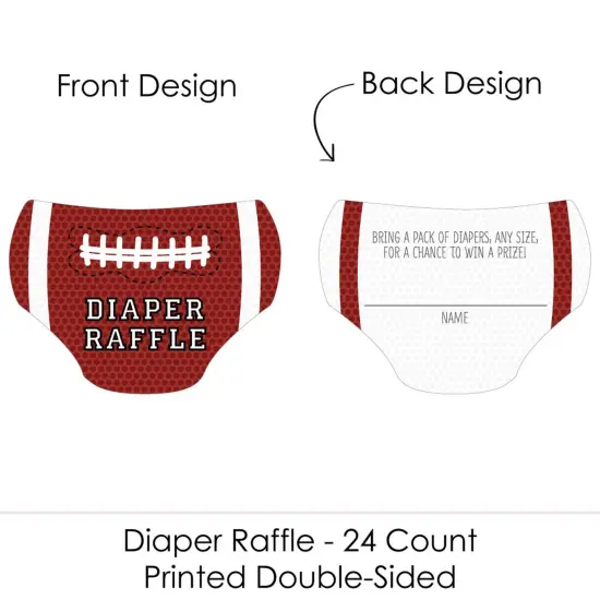 Big Dot of Happiness End Zone - Football - Diaper Shaped Raffle Ticket Inserts - Baby Shower Activities - Diaper Raffle Game - Set of 24 {3}