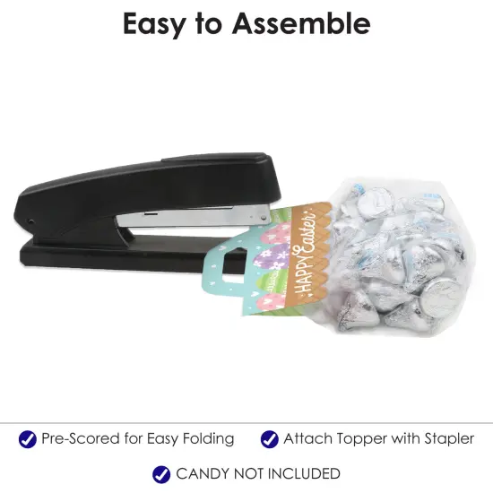 Big Dot of Happiness Spring Easter Bunny - DIY Happy Easter Party Clear Goodie Favor Bag Labels - Candy Bags with Toppers - Set of 24 {6}