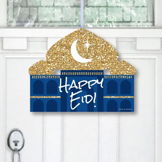Big Dot of Happiness Ramadan - Hanging Porch Eid Mubarak Party Outdoor Decorations - Happy Eid Front Door Decor - 1 Piece Sign {1}