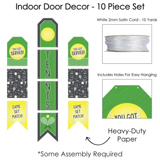 Big Dot of Happiness You Got Served - Tennis - Hanging Vertical Paper Door Banners - Baby Shower or Birthday Party Wall Decor Kit - Indoor Door Decor {6}