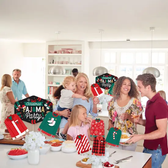 Big Dot of Happiness Christmas Pajamas - Holiday Plaid PJ Party Centerpiece Sticks - Showstopper Table Toppers - 35 Pieces {6}
