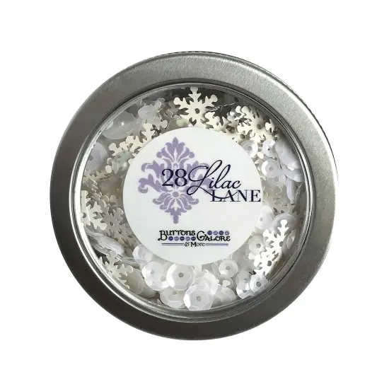 Buttons Galore 28 Lilac Lane Tin W/Sequins 20g-Blizzard Snowflake {1}