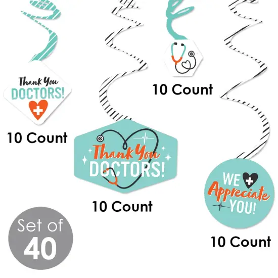 Big Dot of Happiness Thank You Doctors - Doctor Appreciation Week Hanging Decor - Party Decoration Swirls - Set of 40 {6}