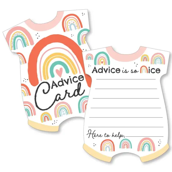 Big Dot of Happiness Hello Rainbow - Baby Bodysuit Wish Card Boho Baby Shower Party Activities - Shaped Advice Cards Game - Set of 20 {1}