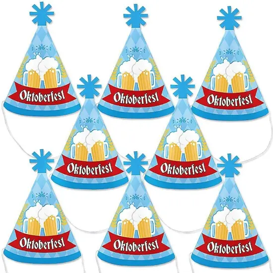 Big Dot of Happiness Oktoberfest - Mini Cone Beer Festival Hats - Small Little Party Hats - Set of 8 {1}