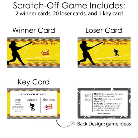Big Dot of Happiness Grand Slam - Fastpitch Softball - Birthday Party or Baby Shower Game Scratch Off Cards - 22 Count {6}