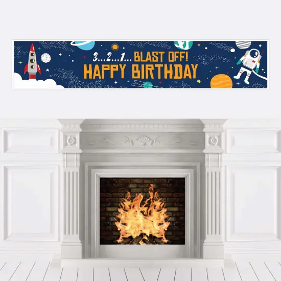 Big Dot of Happiness Blast Off to Outer Space - Rocket Ship Happy Birthday Decorations Party Banner {1}