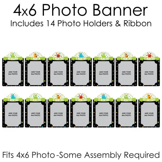 Big Dot of Happiness 1st Birthday Monster Bash - DIY Little Monster First Birthday Party Decor - 1-12 Monthly Picture Display - Photo Banner {6}