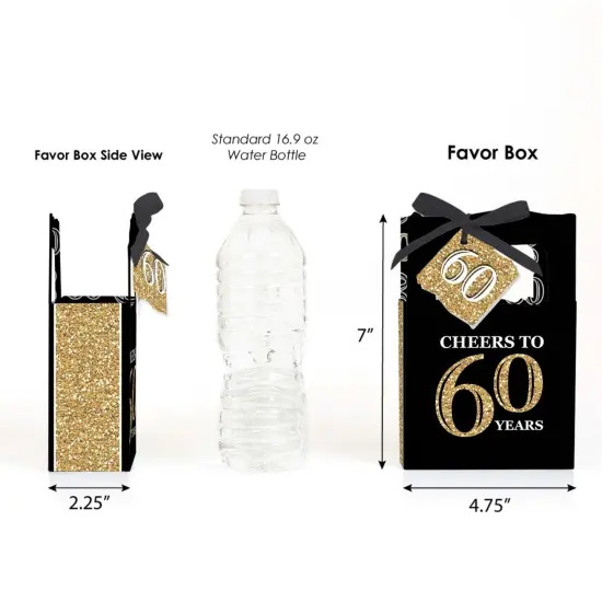 Big Dot of Happiness Adult 60th Birthday - Gold - Birthday Party Favor Boxes - Set of 12 {3}