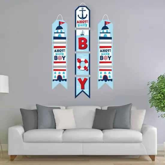 Big Dot of Happiness Ahoy It's a Boy - Hanging Vertical Paper Door Banners - Nautical Baby Shower Wall Decoration Kit - Indoor Door Decor {3}