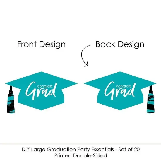 Big Dot of Happiness Teal Graduation Hat Decorations - DIY Large Party Essentials - 20 Count {7}