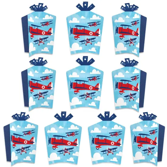 Big Dot of Happiness Taking Flight - Airplane - Table Decorations - Vintage Plane Party Fold and Flare Centerpieces - 10 Count {1}