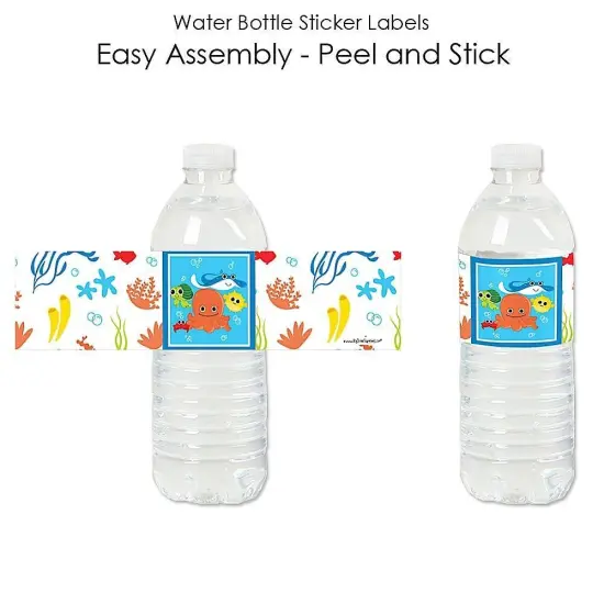 Big Dot of Happiness Under the Sea Critters - Baby Shower or Birthday Party Water Bottle Sticker Labels - Set of 20 {3}