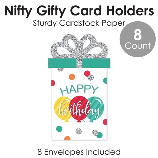Big Dot of Happiness Colorful Happy Birthday - Birthday Party Money and Gift Card Sleeves - Nifty Gifty Card Holders - Set of 8 {6}