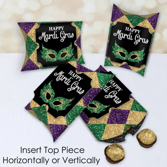 Big Dot of Happiness Mardi Gras - Favor Gift Boxes - Masquerade Party Large Pillow Boxes - Set of 12 {4}