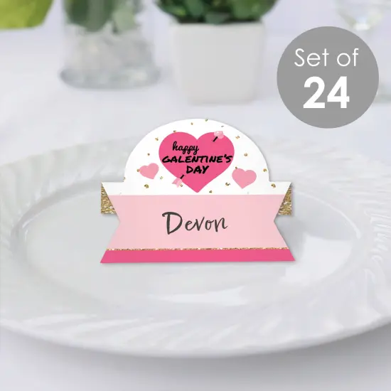 Big Dot of Happiness Be My Galentine - Galentine's & Valentine's Day Party Tent Buffet Card - Table Setting Name Place Cards - Set of 24 {3}