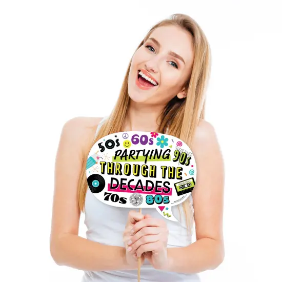 Big Dot of Happiness Funny Through the Decades - 50s, 60s, 70s, 80s, and 90s Party Photo Booth Props Kit - 10 Piece {3}