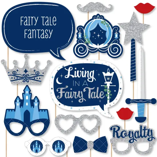 Big Dot of Happiness Fairy Tale Fantasy - Royal Prince and Princess Party Photo Booth Props Kit - 20 Count {1}