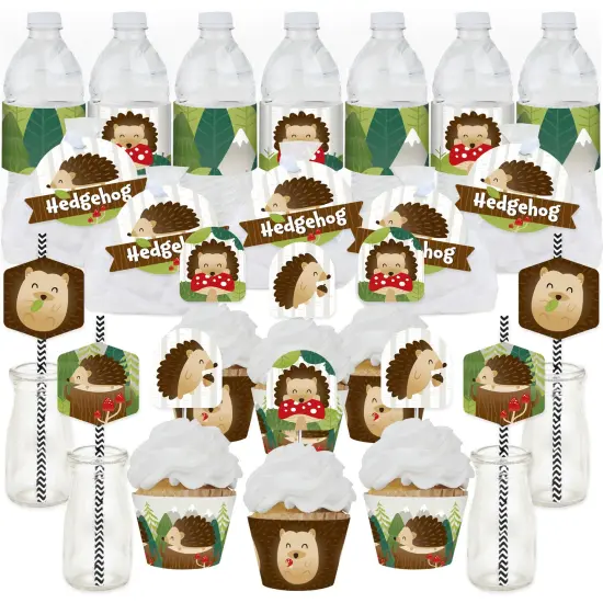 Big Dot of Happiness Forest Hedgehogs - Woodland Birthday Party or Baby Shower Favors and Cupcake Kit - Fabulous Favor Party Pack - 100 Pieces {1}