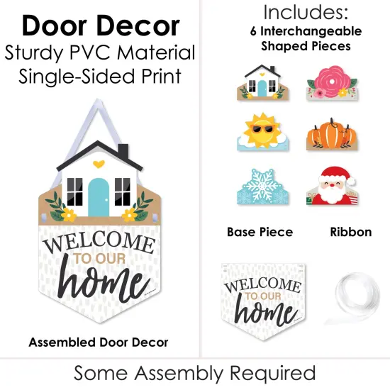 Big Dot of Happiness Holiday Welcome to Our Home - Hanging Seasonal Sign - Interchangeable Door Decor {4}