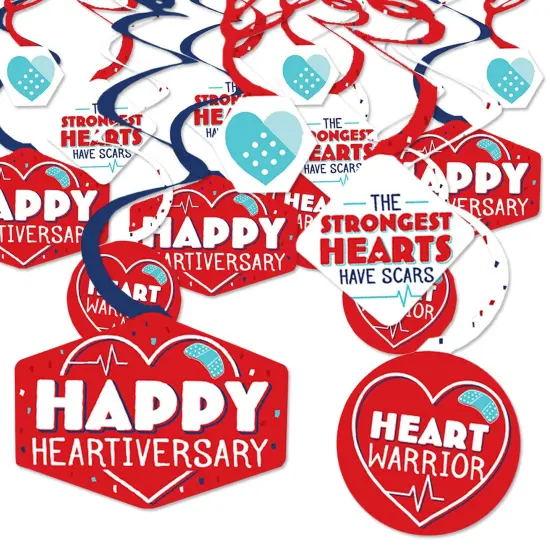 Big Dot of Happiness Happy Heartiversary - CHD Awareness Hanging Decor - Party Decoration Swirls - Set of 40 {1}