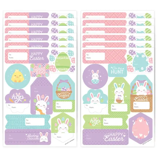Big Dot of Happiness Spring Easter Bunny - Assorted Happy Easter Party Gift Tag Labels - To and From Stickers - 12 Sheets - 120 Stickers {1}