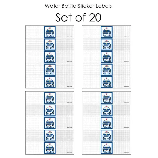 Big Dot of Happiness Calling All Units - Police - Cop Birthday Party or Baby Shower Water Bottle Sticker Labels - Set of 20 {4}