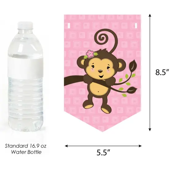 Big Dot of Happiness Pink Monkey Girl - Birthday Party Bunting Banner - Pink Party Decorations - Happy Birthday {3}