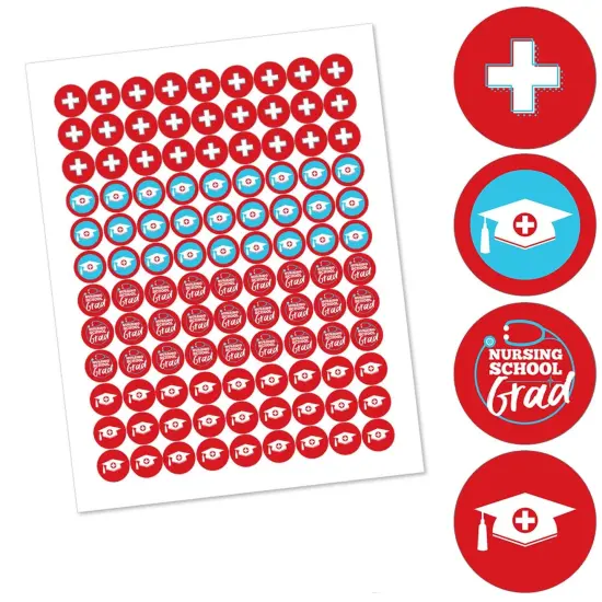 Big Dot of Happiness Nurse Graduation - Medical Nursing Graduation Party Round Candy Sticker Favors - Labels Fits Chocolate Candy (1 sheet of 108) {3}