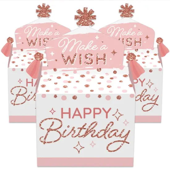 Big Dot of Happiness Pink Rose Gold Birthday - Treat Box Party Favors - Happy Birthday Party Goodie Gable Boxes - Set of 12 {3}