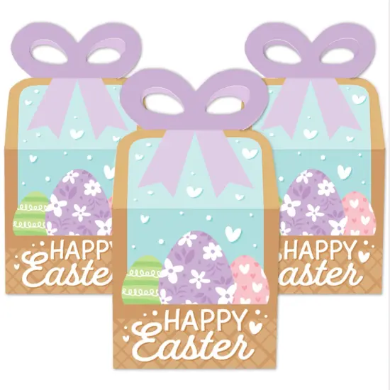 Big Dot of Happiness Spring Easter Bunny - Square Favor Gift Boxes - Happy Easter Party Bow Boxes - Set of 12 {3}