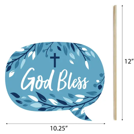 Big Dot of Happiness Blue Elegant Cross - Boy Religious Party Photo Booth Props Kit - 20 Count {7}