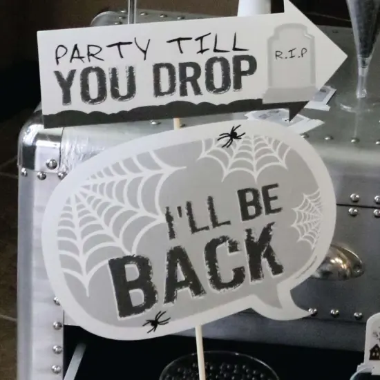 Big Dot of Happiness Funny Graveyard Tombstones - Halloween Party Photo Booth Props Kit - 10 Piece {7}