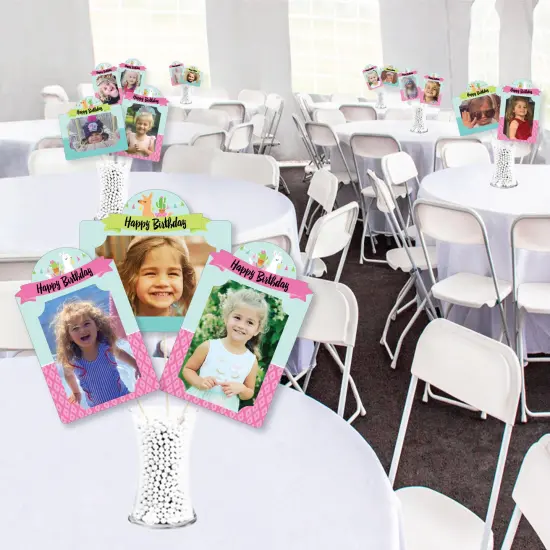 Big Dot of Happiness Whole Llama Fun - Llama Fiesta Birthday Party Picture Centerpiece Sticks - Photo Table Toppers - 15 Pieces {4}