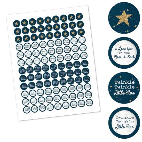 Big Dot of Happiness Twinkle Twinkle Little Star - Baby Shower or Birthday Round Candy Sticker Favors - Labels Fits Chocolate Candy (1 sheet of 108) {3}