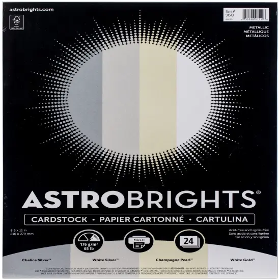 Neenah Metallic Cardstock 8.5"X11" 24/Pkg-Astrobrights, 4 Colors/6 Each {1}